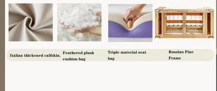 Tofu Block Sofa Italian Minimalist Head Layer Cowhide Leather