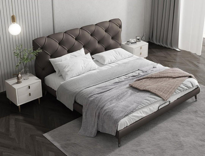 Modern Leather and Solid Wood Bedframe
