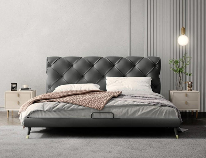 Modern Leather and Solid Wood Bedframe