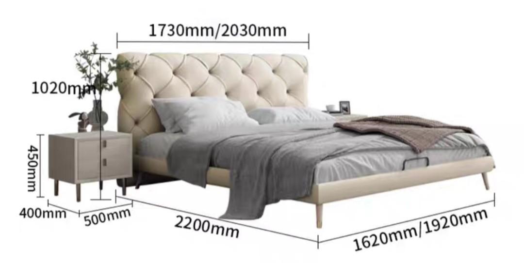 Modern Leather and Solid Wood Bedframe