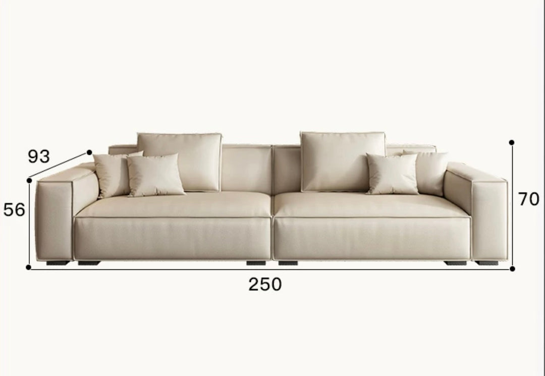 Tofu Block Sofa Italian Minimalist Head Layer Cowhide Leather