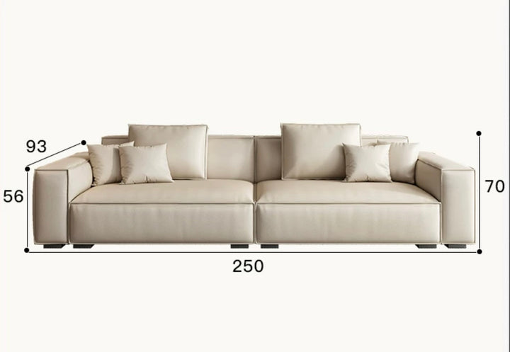 Tofu Block Sofa Italian Minimalist Head Layer Cowhide Leather
