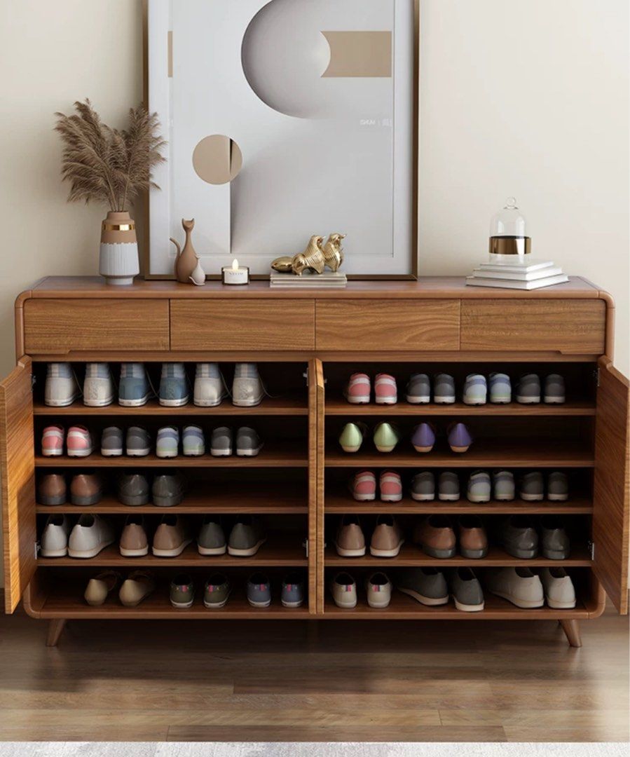 Modern Walnut Shoe Cabinet