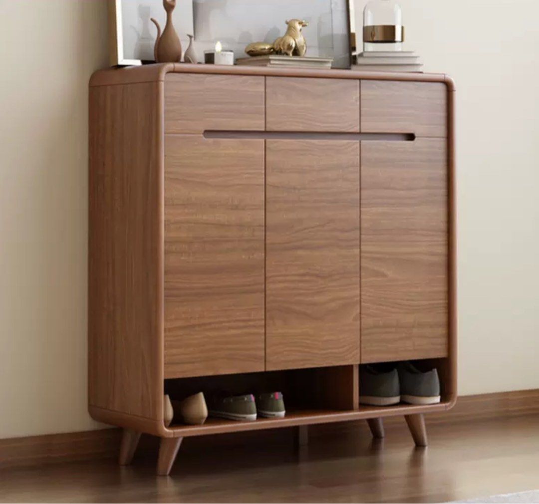Modern Walnut Shoe Cabinet