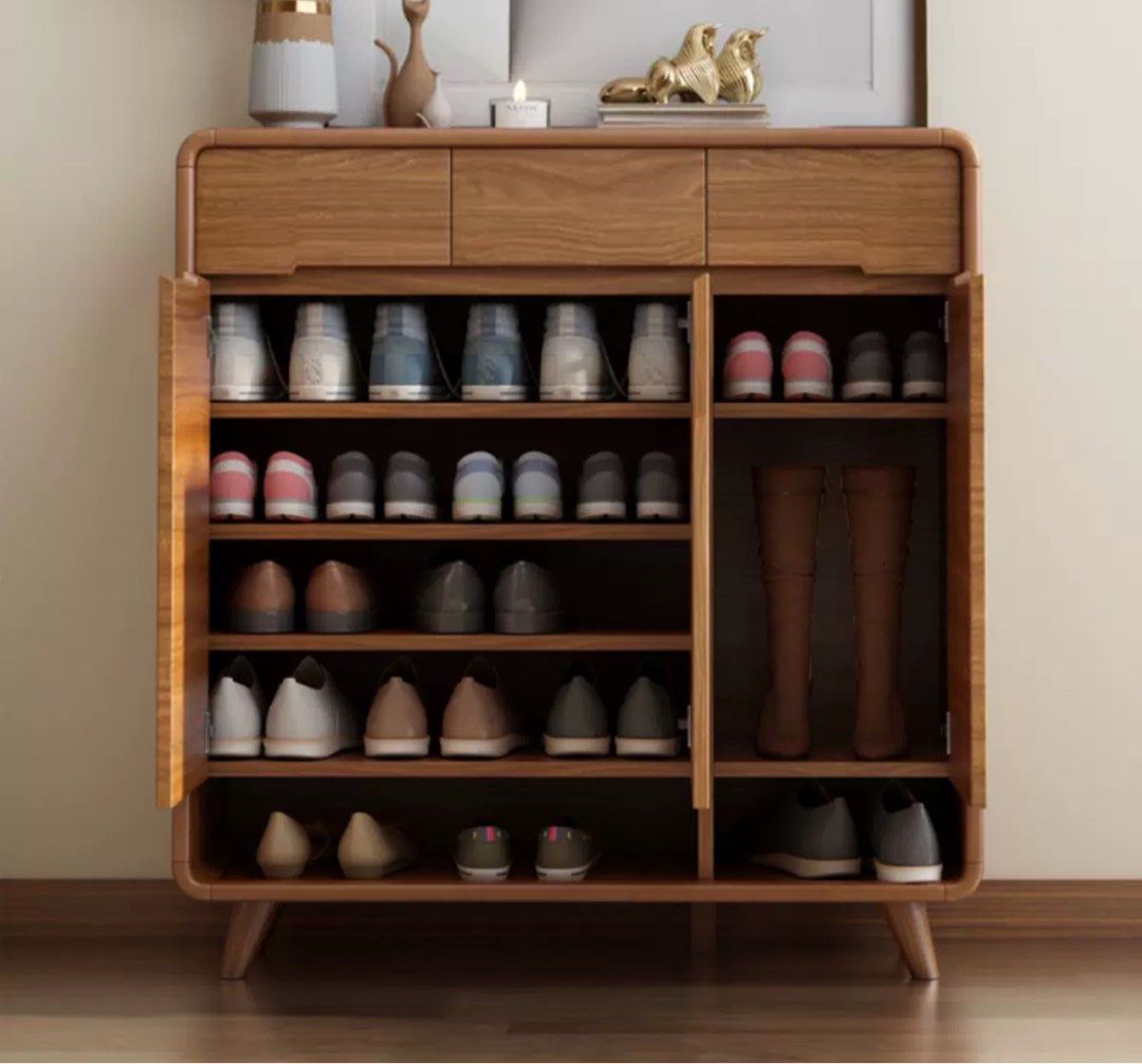Modern Walnut Shoe Cabinet