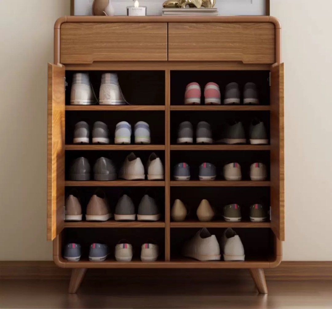 Modern Walnut Shoe Cabinet
