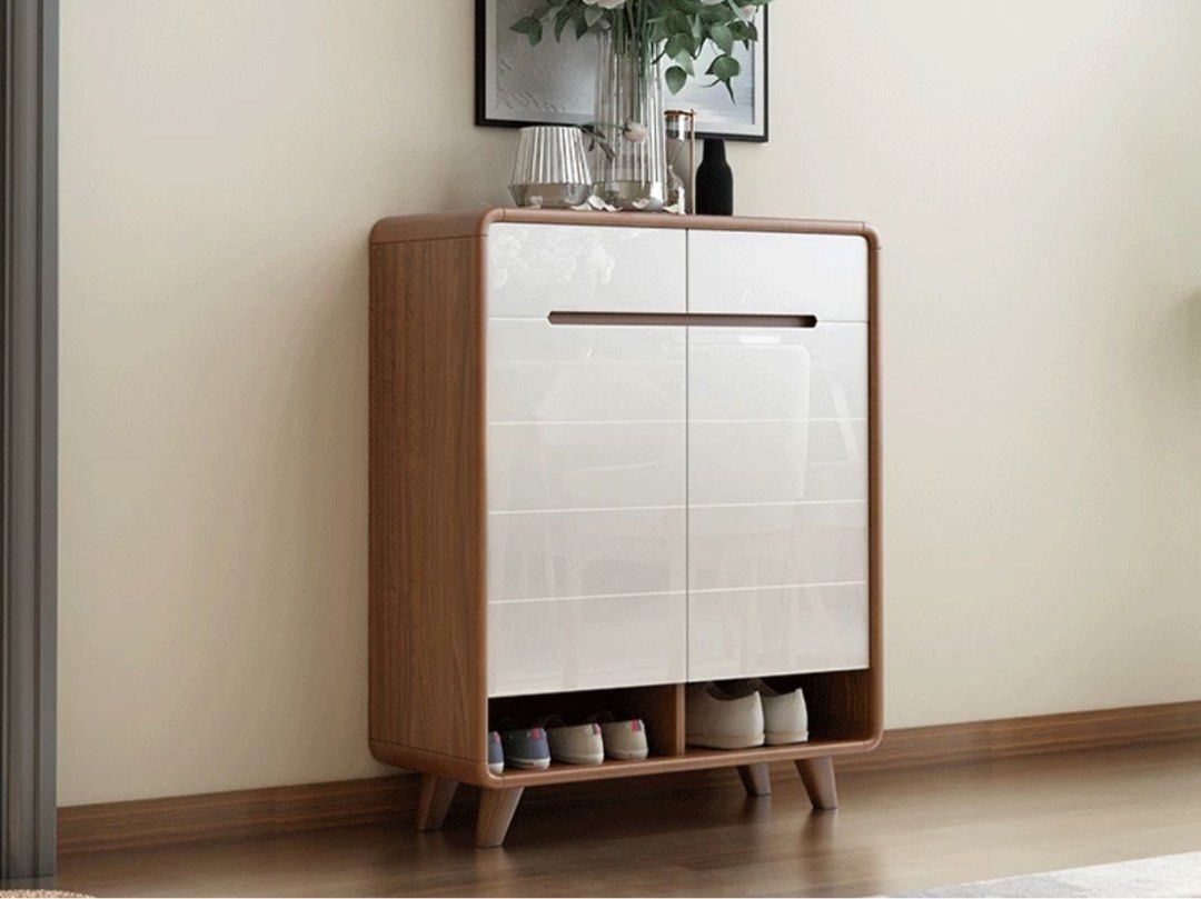 Modern Walnut Shoe Cabinet