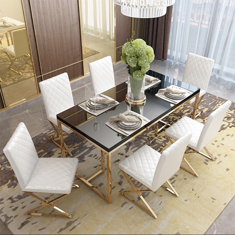 Modern Gold Dining Table Set