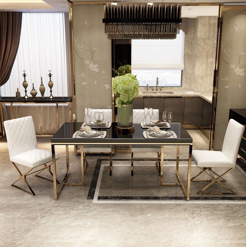 Modern Gold Dining Table Set