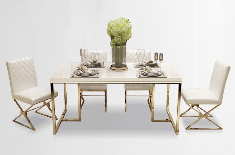 Modern Gold Dining Table Set