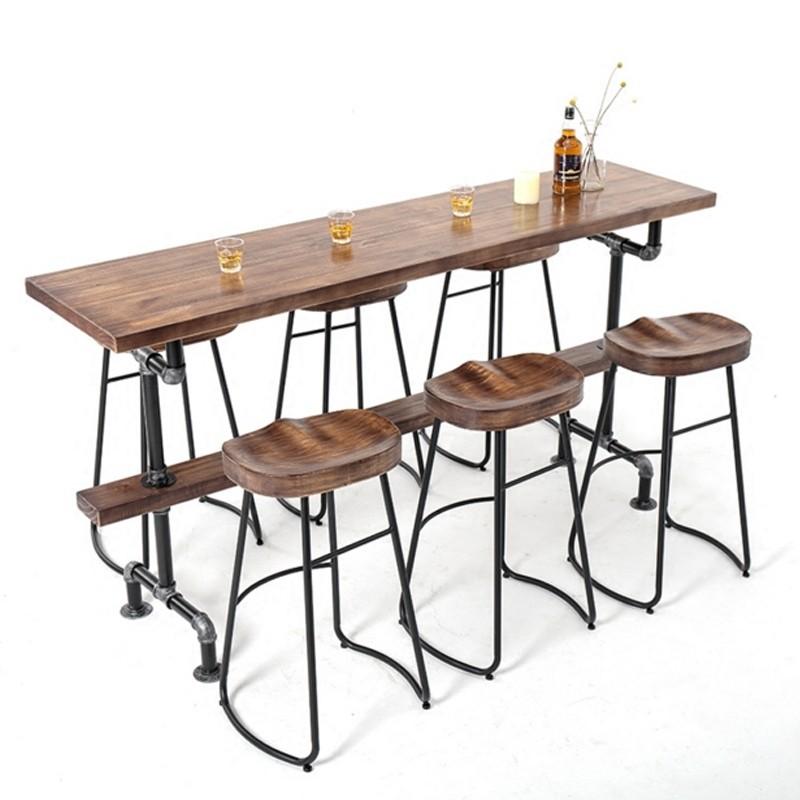 Industrial Solid Wood Bar Stool and Table