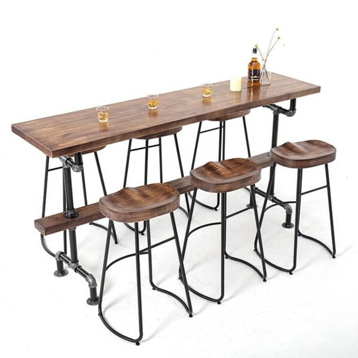 Industrial Solid Wood Bar Stool and Table