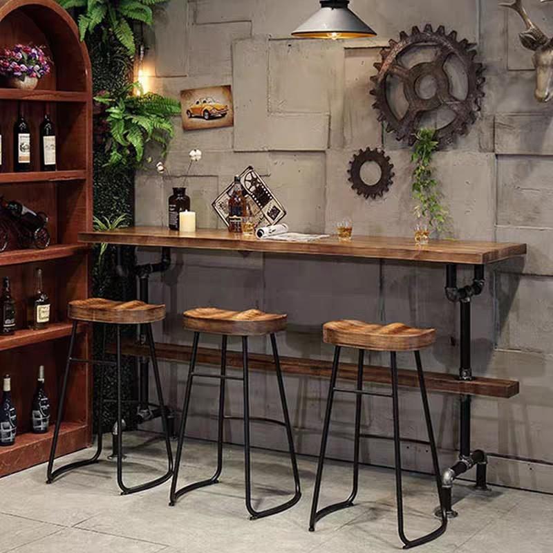 Industrial Solid Wood Bar Stool and Table