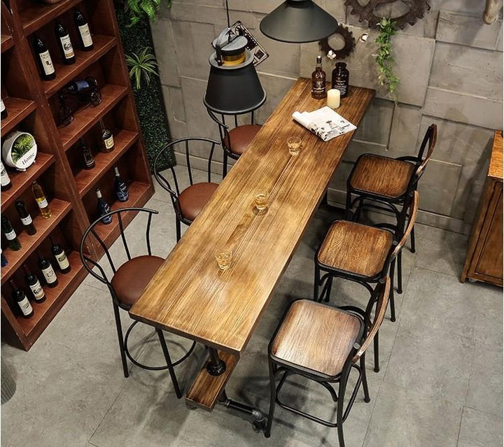 Industrial Solid Wood Bar Stool and Table