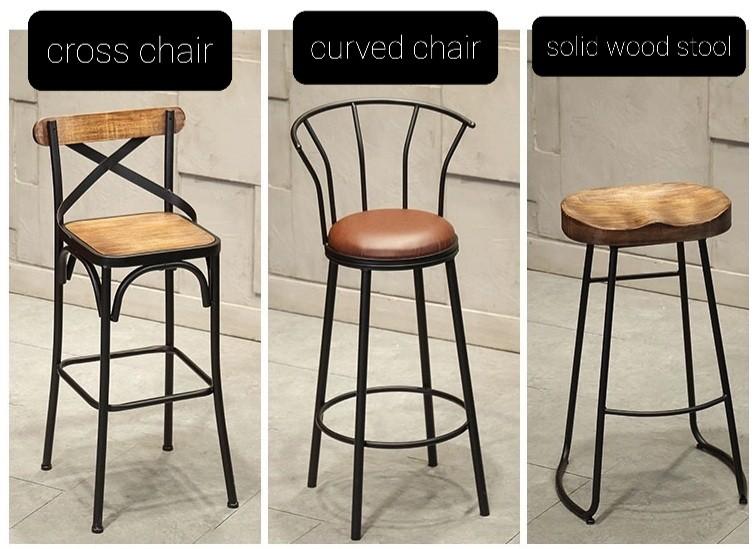 Industrial Solid Wood Bar Stool and Table