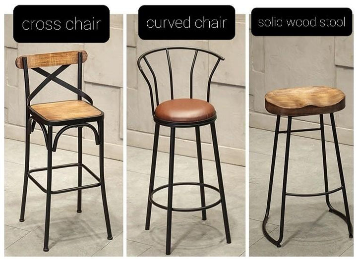Industrial Solid Wood Bar Stool and Table