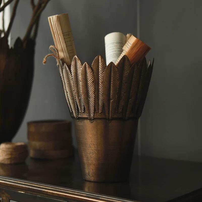 Brushed Off Brass Metal Vase