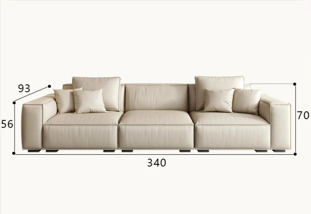 Tofu Block Sofa Italian Minimalist Head Layer Cowhide Leather