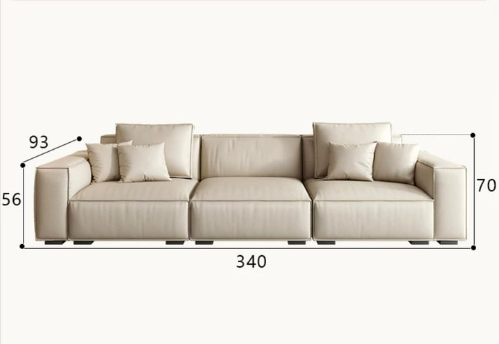 Tofu Block Sofa Italian Minimalist Head Layer Cowhide Leather