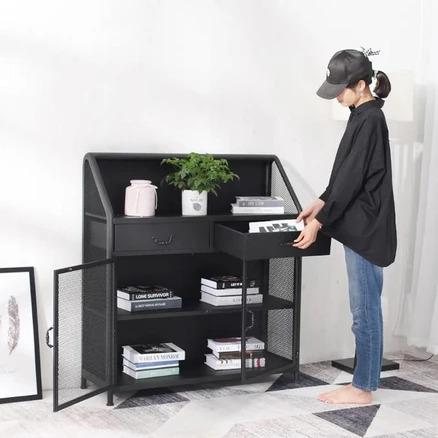 CAMILLA Modern Buffet Sideboard Industrial Metal Wine Cabinet