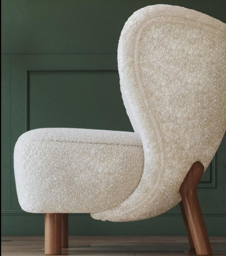 Modern Accent Comfy Chair / Wool Lazy Boucle Chair