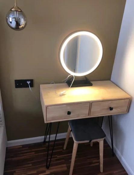 Vintage Scandi Solid Wood Vanity Table Set