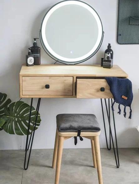 Vintage Scandi Solid Wood Vanity Table Set