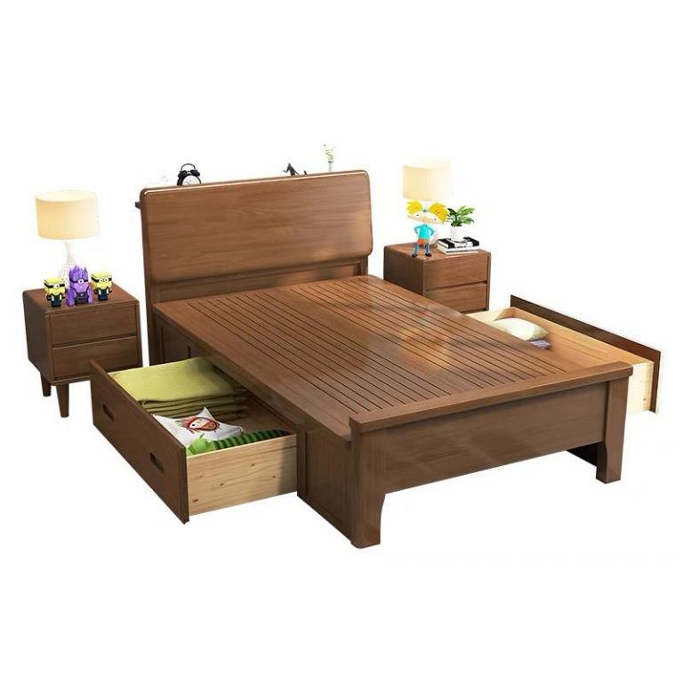 Super Single Queen  King Bed Frame with Storage 2 Drawers