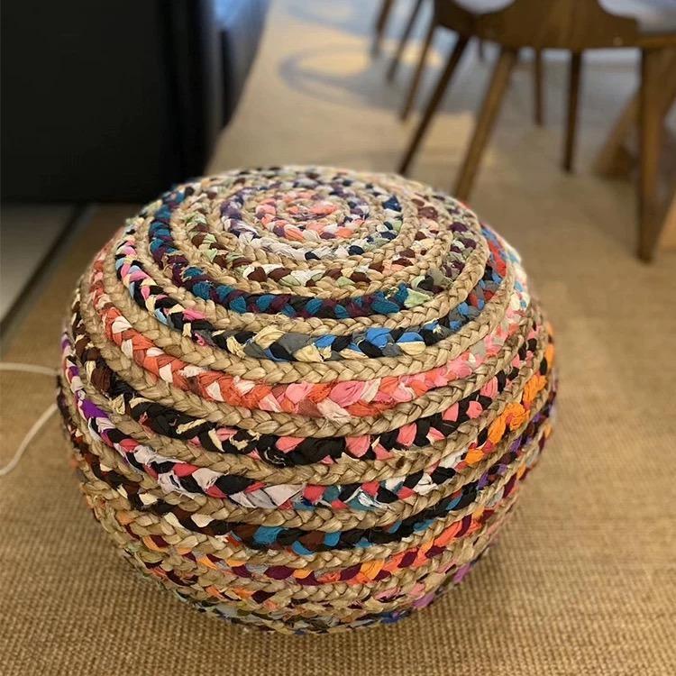 Colorful Upholstered Pouf