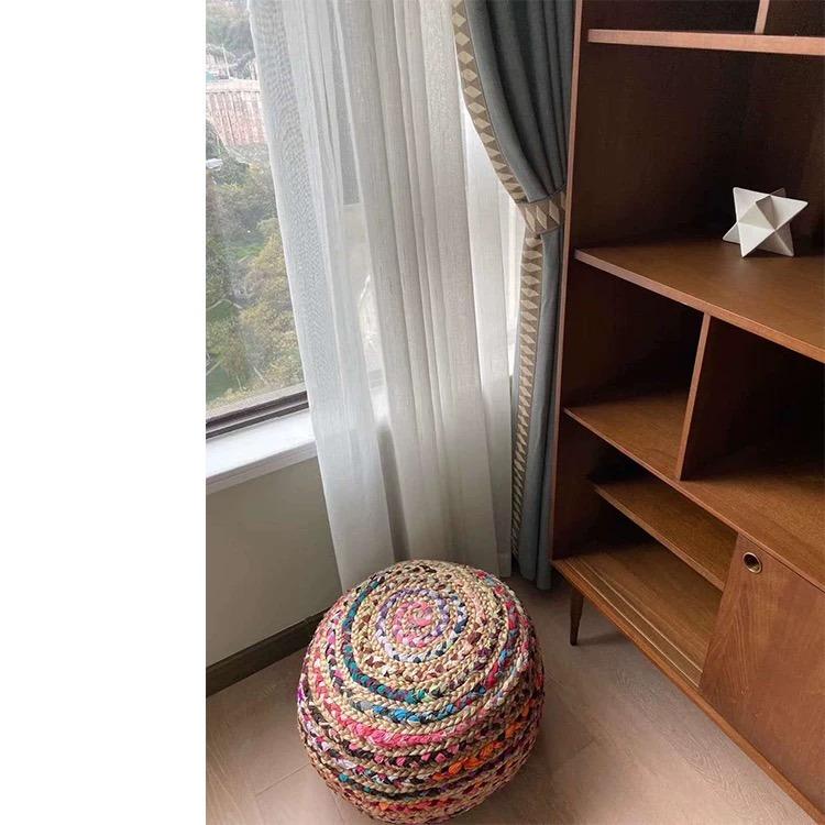 Colorful Upholstered Pouf