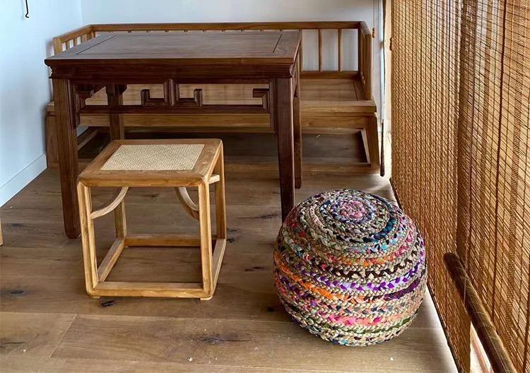 Colorful Upholstered Pouf