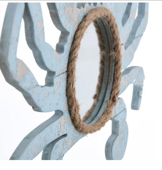 Crab shape wood mirror