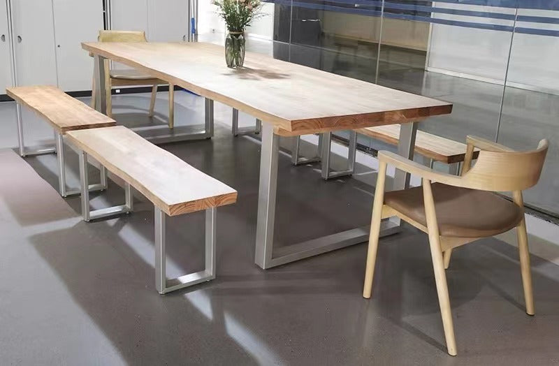 Nordic solid wood bench simple bench conference bench home dining chair can be matched with long table