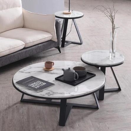 Round Marble Coffee Table Set