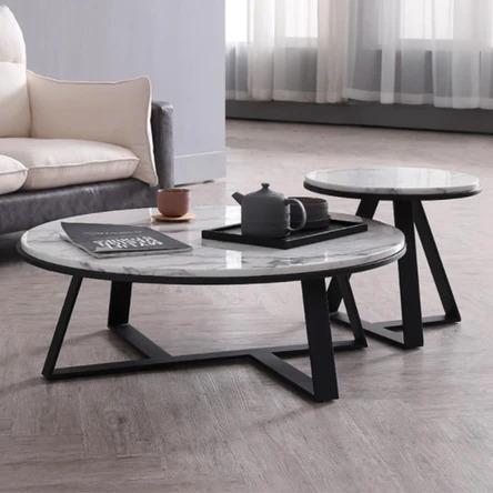 Round Marble Coffee Table Set