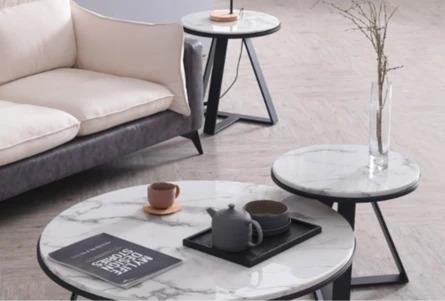 Round Marble Coffee Table Set
