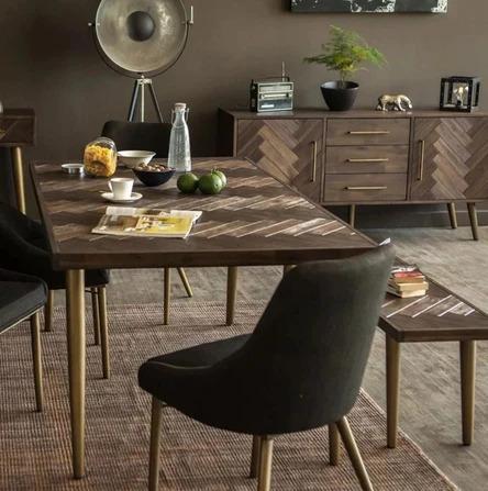 Herringbone Acacia Dining Table