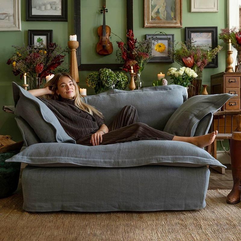 Emilio Velvet Sofa With Ottoman