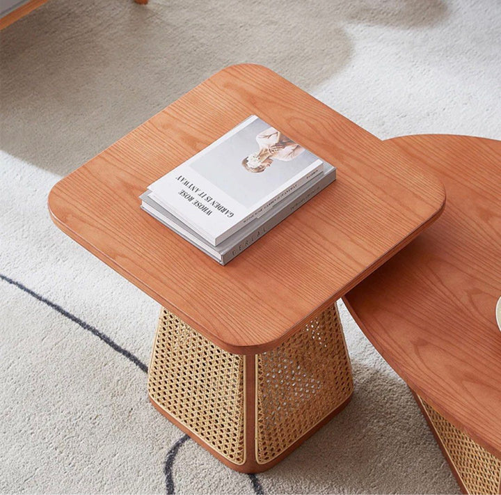 Oval Solid Wood Mesh Coffee Table