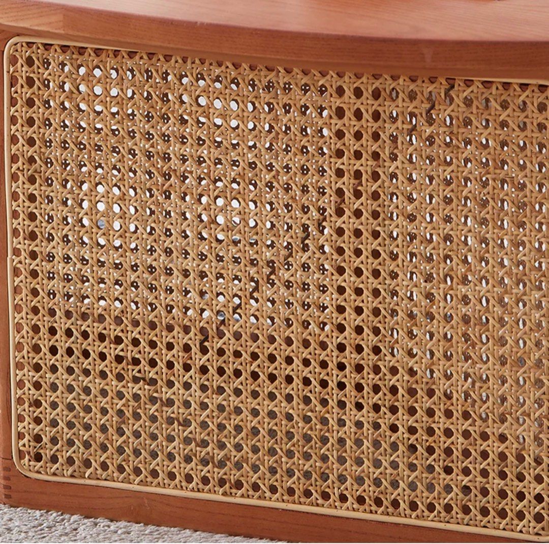 Oval Solid Wood Mesh Coffee Table