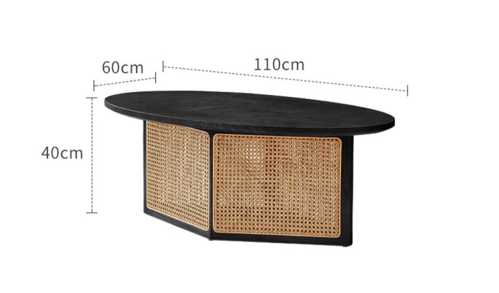 Oval Solid Wood Mesh Coffee Table