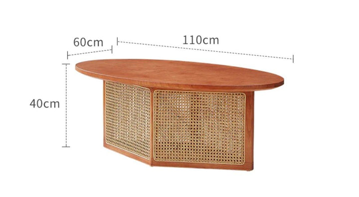 Oval Solid Wood Mesh Coffee Table