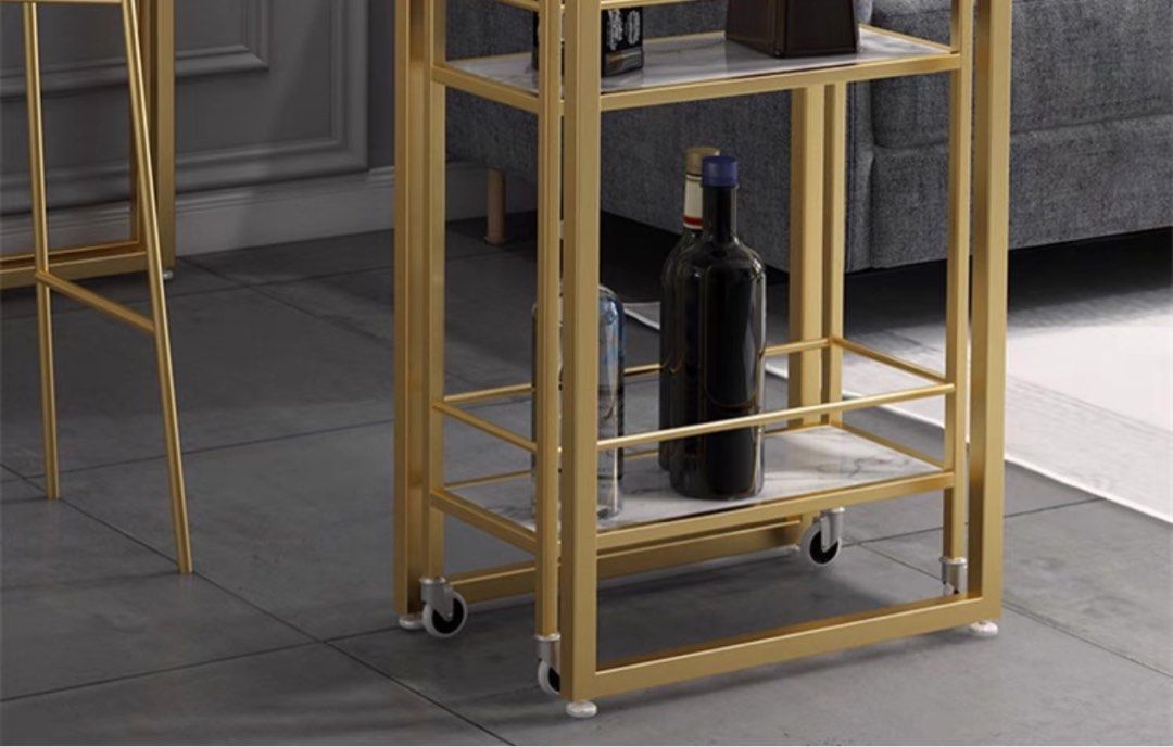 Marble Bar Table With Bar Cart
