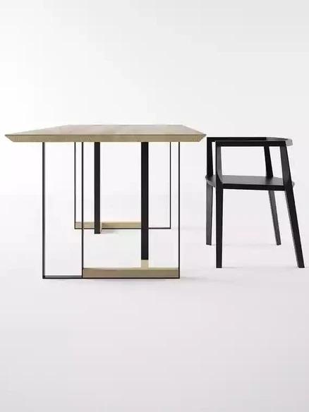 FIONA Postmodern Classic Solid Elm Wood Dining Table