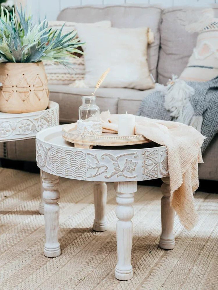 French White Tray Top End Table