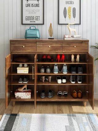 WAREHOUSE SALE GENESIS Solid Oak Wood 2 Door Shoe Cabinet