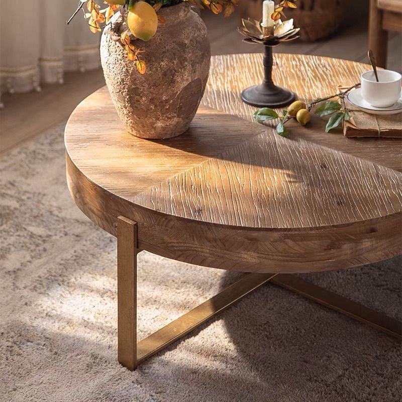 Gold Metal Cross Legs Coffee Table