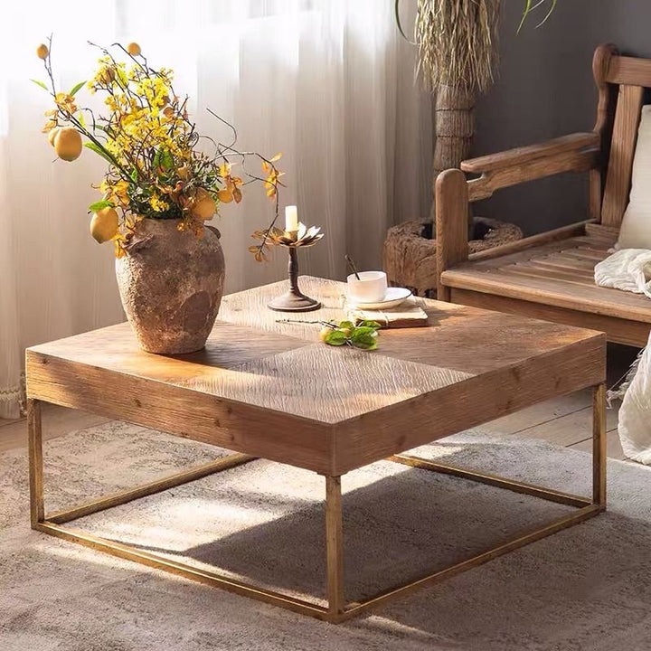 Gold Metal Cross Legs Coffee Table