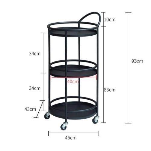 Black Trolley Storage Liquor Tea Tray