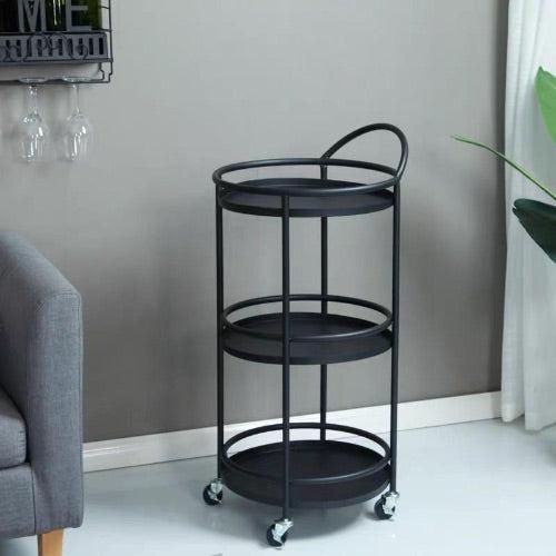 Black Trolley Storage Liquor Tea Tray